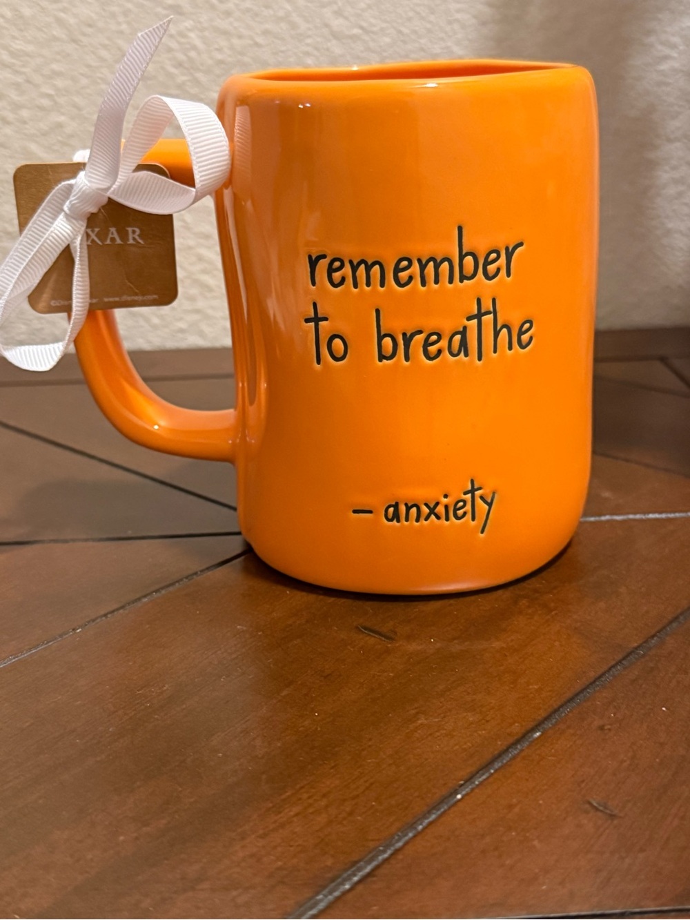 Rae Dunn x Disney Pixar Inside Out Orange Mug ‘Remember to Breathe - ANXIETY’ - Picture 2 of 7